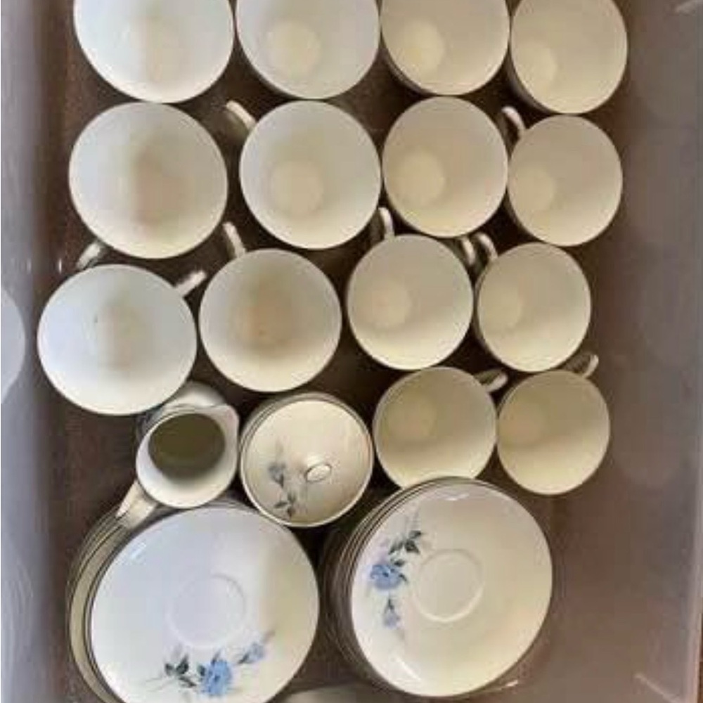 Noritake Cream and Blue Floral Tea Set